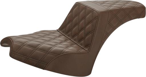 SADDLEMEN Step Up Seat - Indian Chief '22-'23 - Driver/Passenger Lattice Stitch - Brown I21-04-175BR - PartsOutlet.com.au