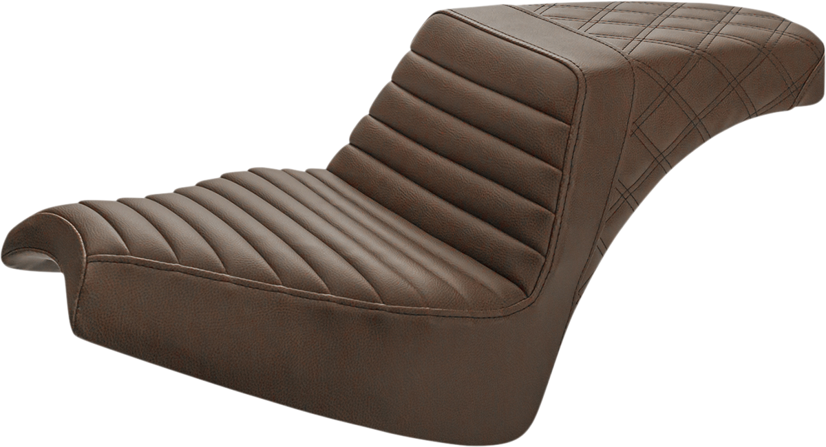 SADDLEMEN Step Up Seat - Indian Chief '22-'23 - Driver Tuck and Roll/Passenger Lattice Stitch - Brown I21-04-176BR - PartsOutlet.com.au