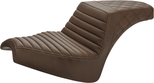 SADDLEMEN Step Up Seat - Indian Chief '22-'23 - Driver Tuck and Roll/Passenger Lattice Stitch - Brown I21-04-176BR - PartsOutlet.com.au