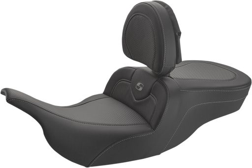 SADDLEMEN Roadsofa™ Carbon Fiber Seat - With Driver Backrest - FL '97-'07 - Black - 897-07-185BR - PartsOutlet.com.au