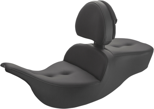 SADDLEMEN Roadsofa™ Pillow Top Seat - With Driver Backrest '97-'07 - Black 897-07-181BR - PartsOutlet.com.au