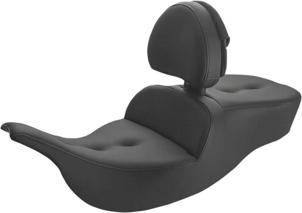 SADDLEMEN Roadsofa™ Pillow Top Seat - With Driver Backrest '97-'07 - Black 897-07-181BR - PartsOutlet.com.au