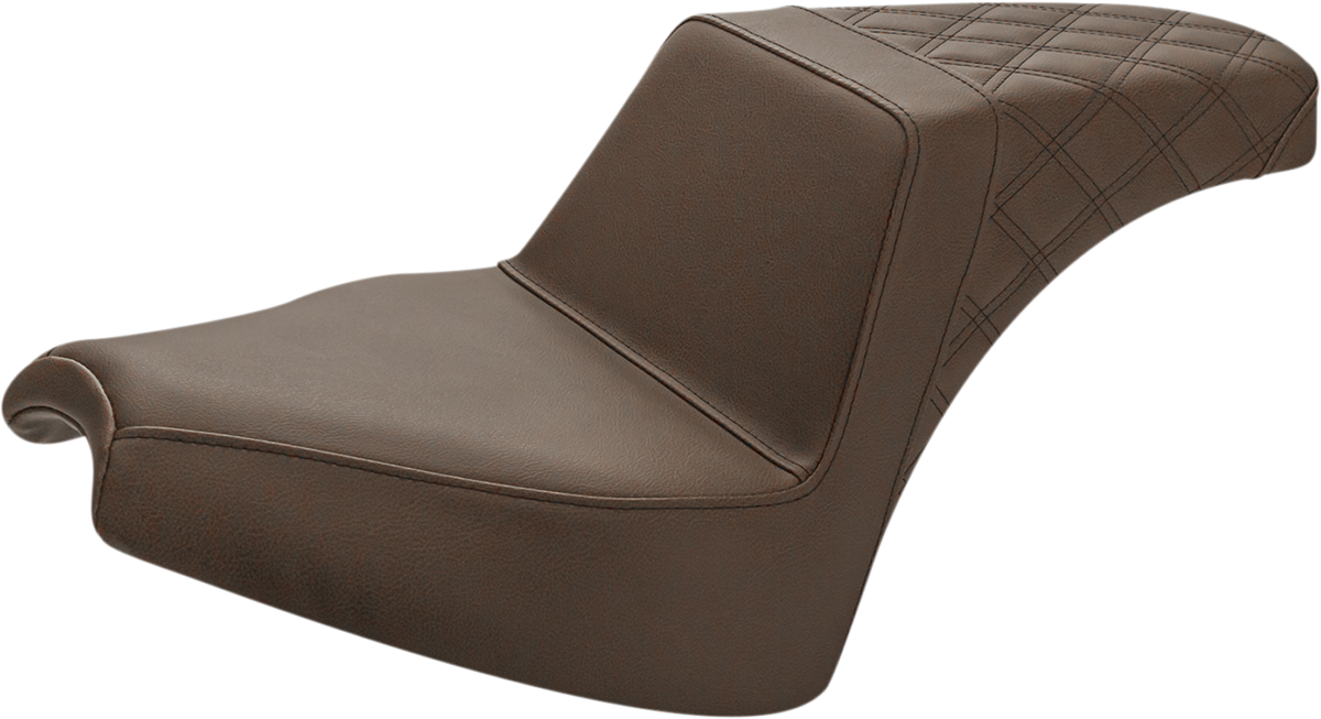 SADDLEMEN Step Up Seat - Indian Chief '22-'23 - Driver Smooth/Passenger Lattice Stitch - Brown I21-04-173BR - PartsOutlet.com.au