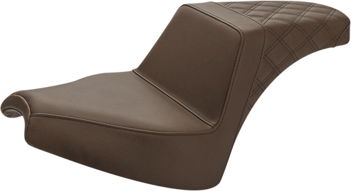 SADDLEMEN Step Up Seat - Indian Chief '22-'23 - Driver Smooth/Passenger Lattice Stitch - Brown I21-04-173BR - PartsOutlet.com.au