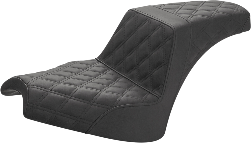 SADDLEMEN Step Up Seat - Indian Chief '22-'23 - Driver/Passenger Lattice Stitch - Black I21-04-175 - PartsOutlet.com.au