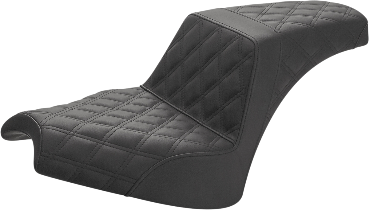 SADDLEMEN Step Up Seat - Indian Chief '22-'23 - Driver/Passenger Lattice Stitch - Black I21-04-175 - PartsOutlet.com.au