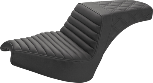 SADDLEMEN Step Up Seat - Indian Chief '22-'23 - Driver Tuck and Roll/Passenger Lattice Stitch - Black I21-04-176 - PartsOutlet.com.au