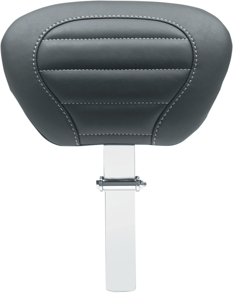 MUSTANG Deluxe Touring Removable Driver Backrest - Black W/Gun Metal Stitching - Harley-Davidson FL 2008+ - 79012GM - PartsOutlet.com.au