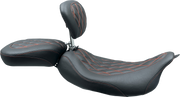 MUSTANG Wide Tripper™ Solo Seat - Harley-Davidson 2008+ FL - W/Drivers Backrest - Black W/American Beauty Red Stitching 79727AB - PartsOutlet.com.au