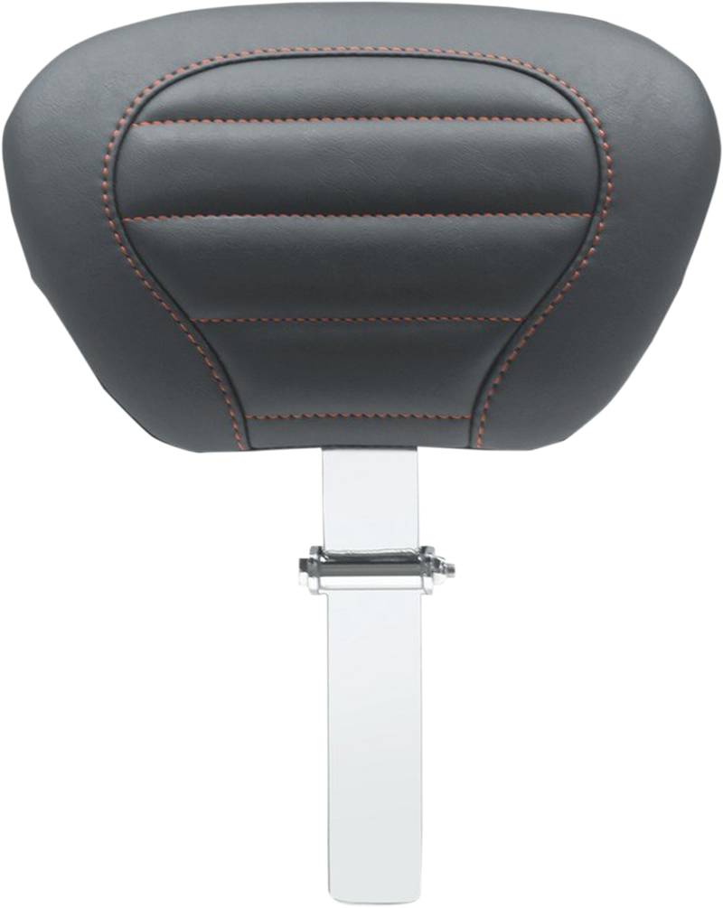 MUSTANG Deluxe Touring Removable Driver Backrest - Black W/American Beauty Red Stitching - Harley-Davidson FL 2008+- 79012AB - PartsOutlet.com.au