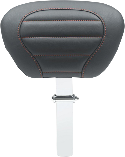 MUSTANG Deluxe Touring Removable Driver Backrest - Black W/American Beauty Red Stitching - Harley-Davidson FL 2008+- 79012AB - PartsOutlet.com.au