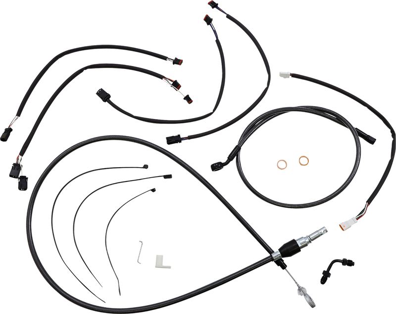 MAGNUM SHIELDING Control Cable Kit - Black Pearl - 12-14" handlebar Kit - 2018+ Fat Bob 2020+ Low Rider S - 4871161