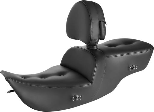 SADDLEMEN Roadsofa™ Pillow Top Seat - With Backrest - Heater - FL '97-'07 - Black 897-07-181BRHC - PartsOutlet.com.au