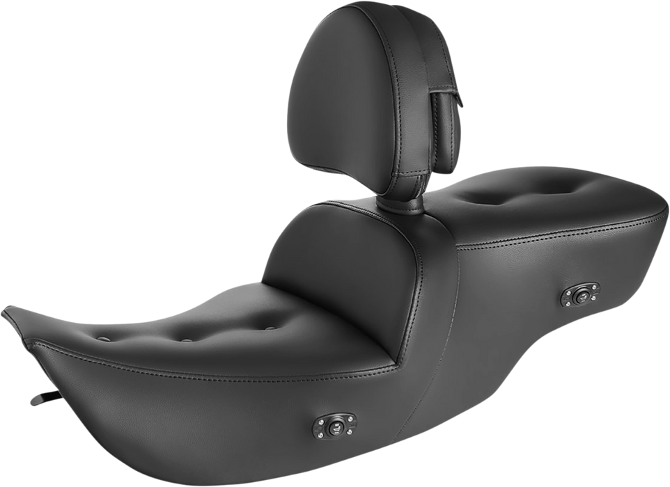 SADDLEMEN Roadsofa™ Pillow Top Seat - With Backrest - Heater - FL '97-'07 - Black 897-07-181BRHC - PartsOutlet.com.au