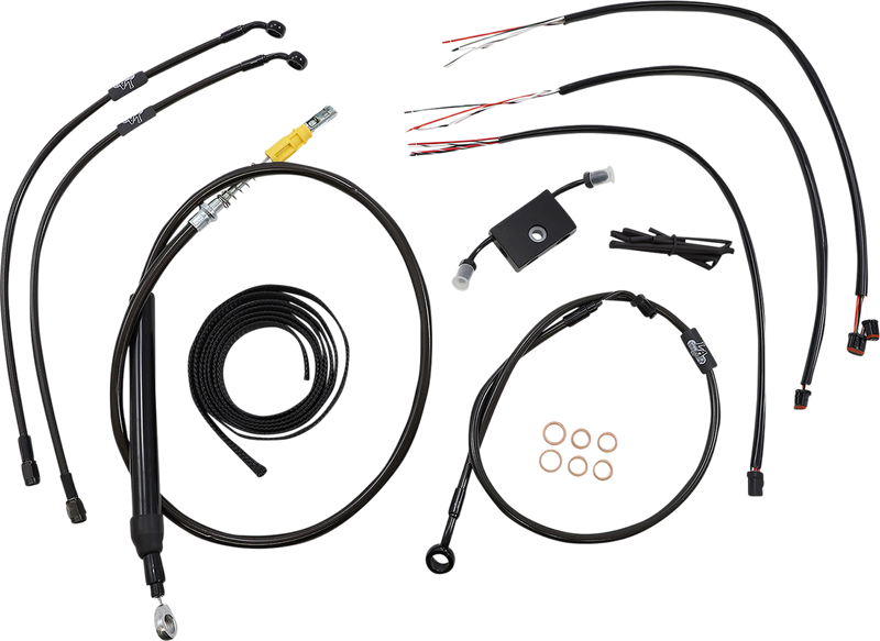 LA CHOPPERS Cable Kit Softail 18+ FXFB / FXFLRS - Quick Connect - 12" - 14" Ape Hanger Handlebars - Midnight - Softail '18-'22 - LA-8157KT2-13M