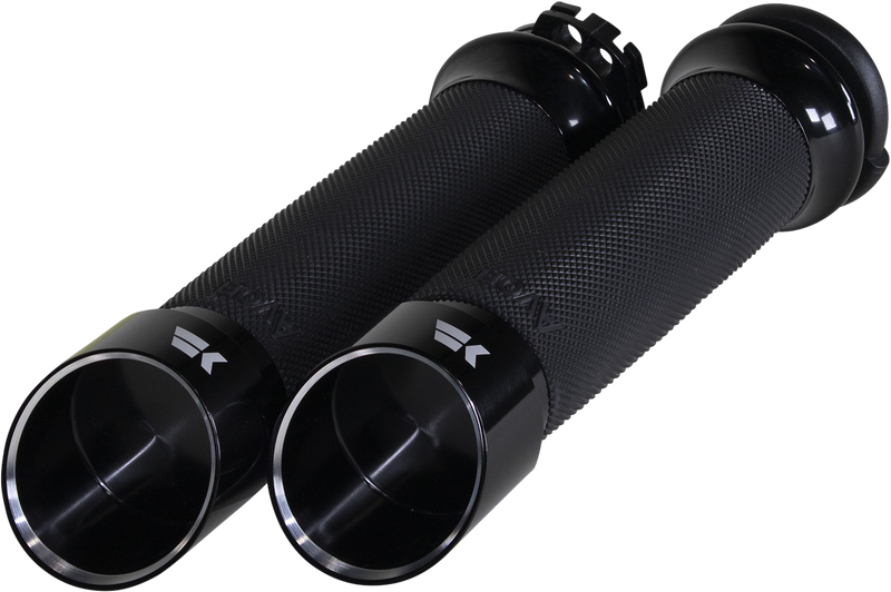 KHROME WERKS Grips - Edge - Custom Contour - Cable - Black 500240 - PartsOutlet.com.au