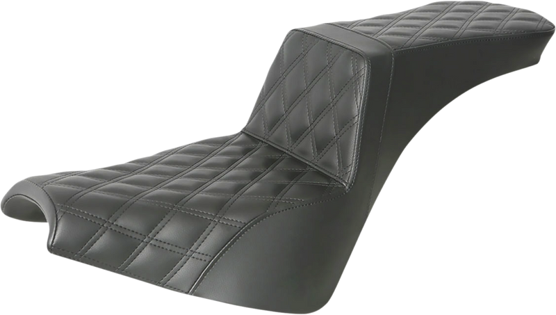 SADDLEMEN Tour Step-Up Seat - Full Lattice Stitch - Softail 18+ - Black 818-30-195 - PartsOutlet.com.au
