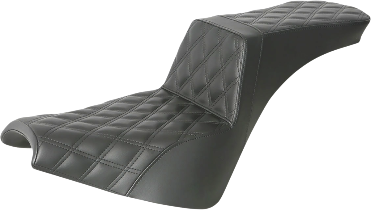 SADDLEMEN Tour Step-Up Seat - Full Lattice Stitch - Softail 18+ - Black 818-30-195 - PartsOutlet.com.au