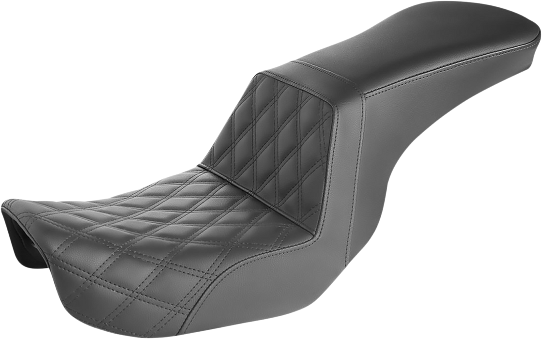 SADDLEMEN Tour Step-Up Seat - Front Lattice Stitch - Black - FX '06-'17 - Dyna 806-04-192 - PartsOutlet.com.au