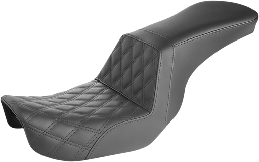 SADDLEMEN Tour Step-Up Seat - Front Lattice Stitch - Black - FX '06-'17 - Dyna 806-04-192 - PartsOutlet.com.au