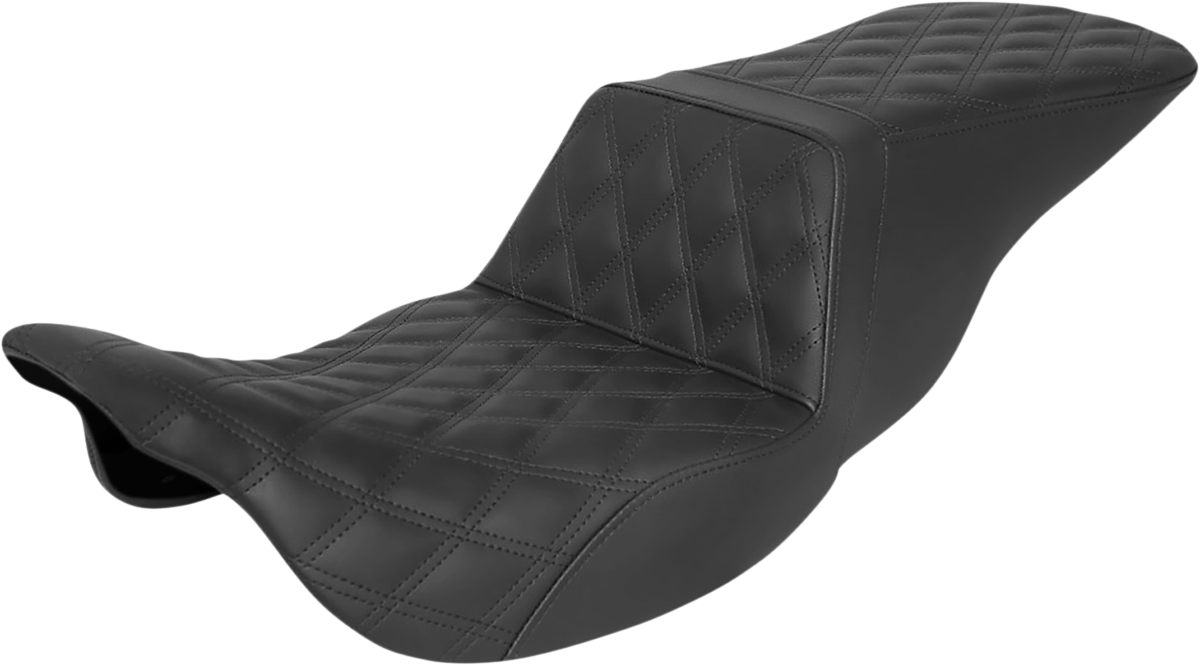 SADDLEMEN Tour Step-Up Seat - Full Lattice Stitch - Black - FLH '08-'23 - 808-07B-195 - PartsOutlet.com.au