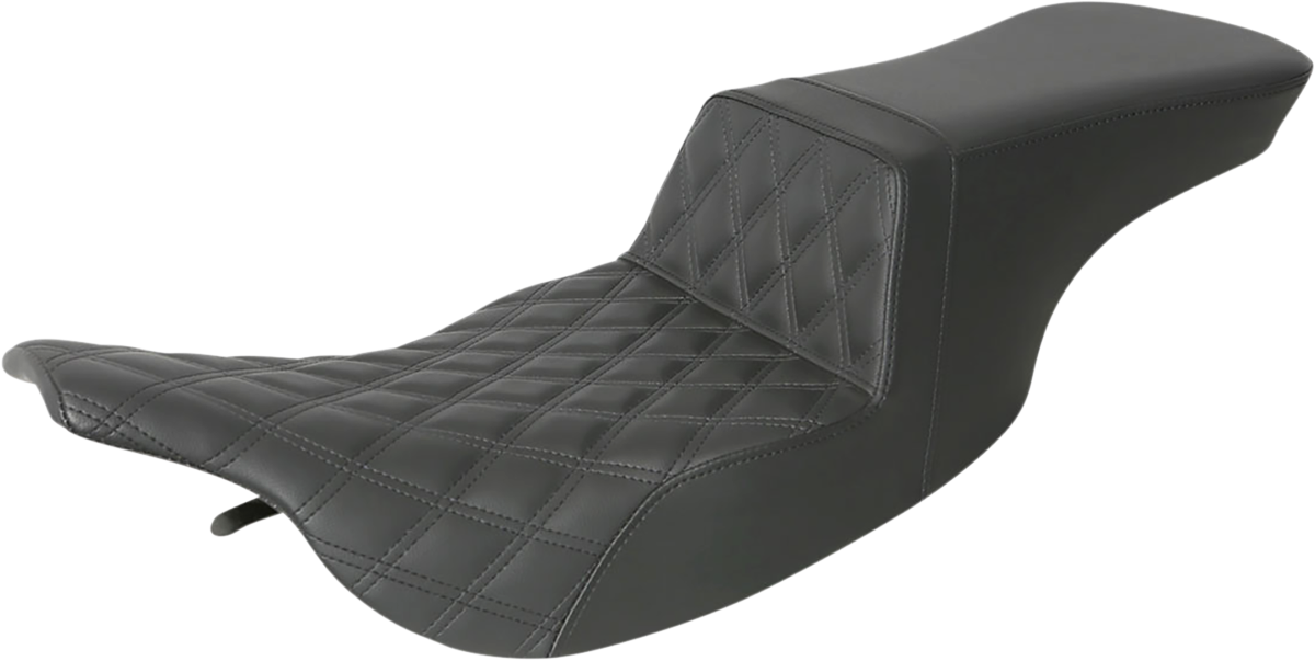 SADDLEMEN Tour Step-Up Seat - Front Lattice Stitch - Black - FL '97-'07 - 897-07-192 - PartsOutlet.com.au