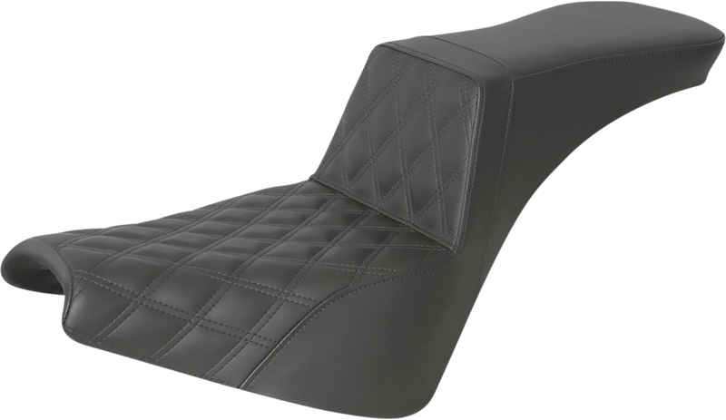 SADDLEMEN Tour Step-Up Seat - Front Lattice Stitch - Softail 18+ - Black 818-30-192 - PartsOutlet.com.au