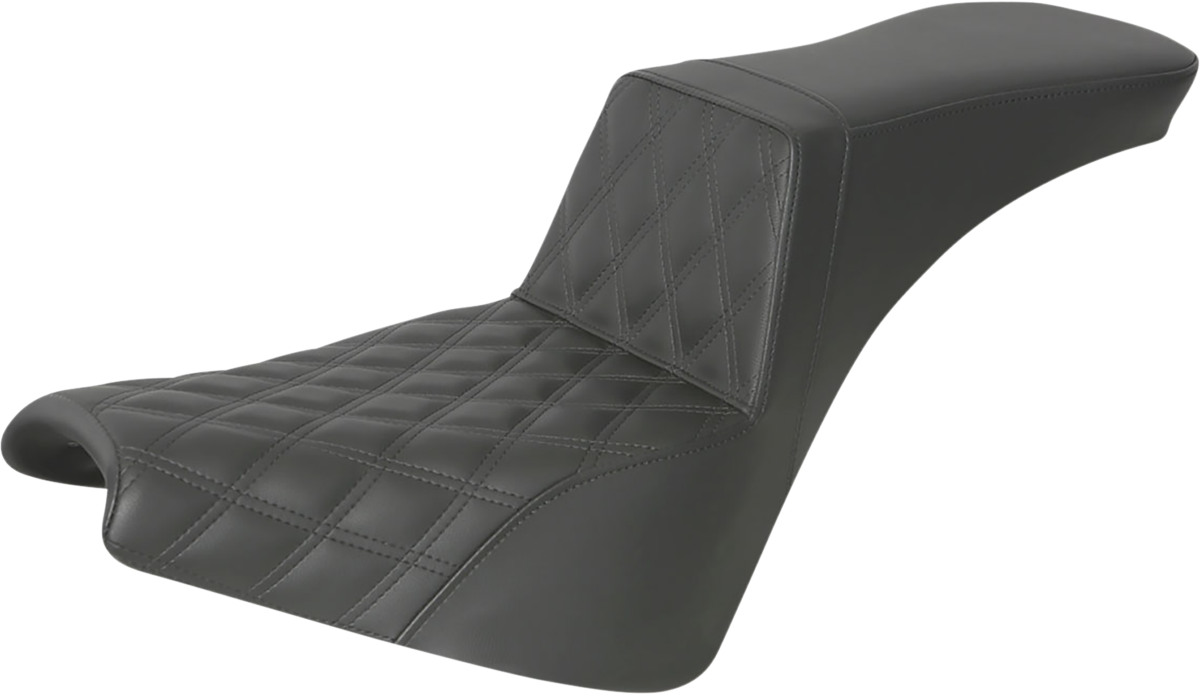 SADDLEMEN Tour Step-Up Seat - Front Lattice Stitch - Softail 18+ - Black 818-30-192