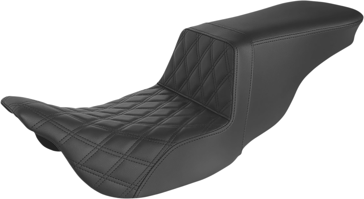 SADDLEMEN Tour Step-Up Seat - Front Lattice Stitch - Black - FLH '08-'23 - 808-07B-192 - PartsOutlet.com.au