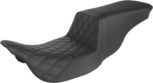 SADDLEMEN Tour Step-Up Seat - Front Lattice Stitch - Black - FLH '08-'23 - 808-07B-192 - PartsOutlet.com.au