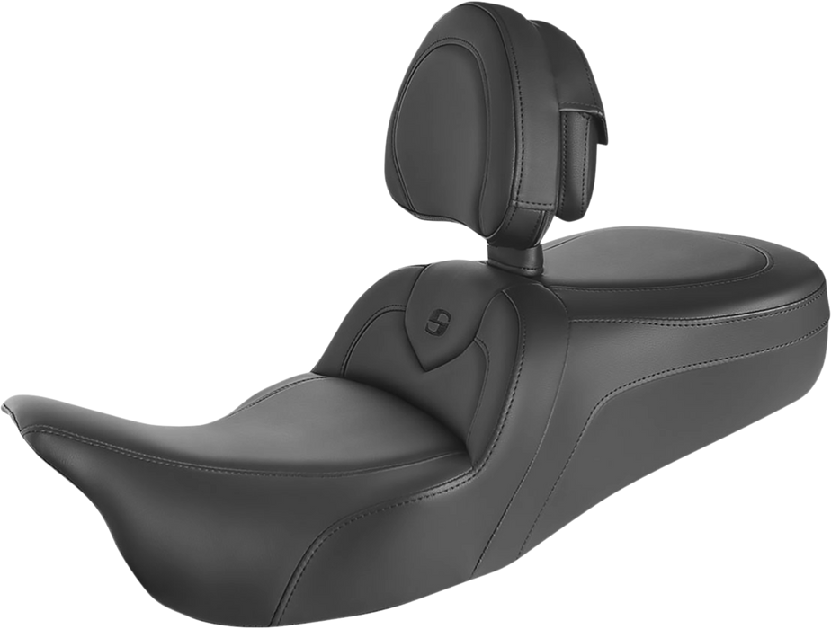 SADDLEMEN RoadSofa Seat - With Backrest - Black w/Black Stitching - FL '09-'24 - Trikes - 808-07B-187TBR - PartsOutlet.com.au