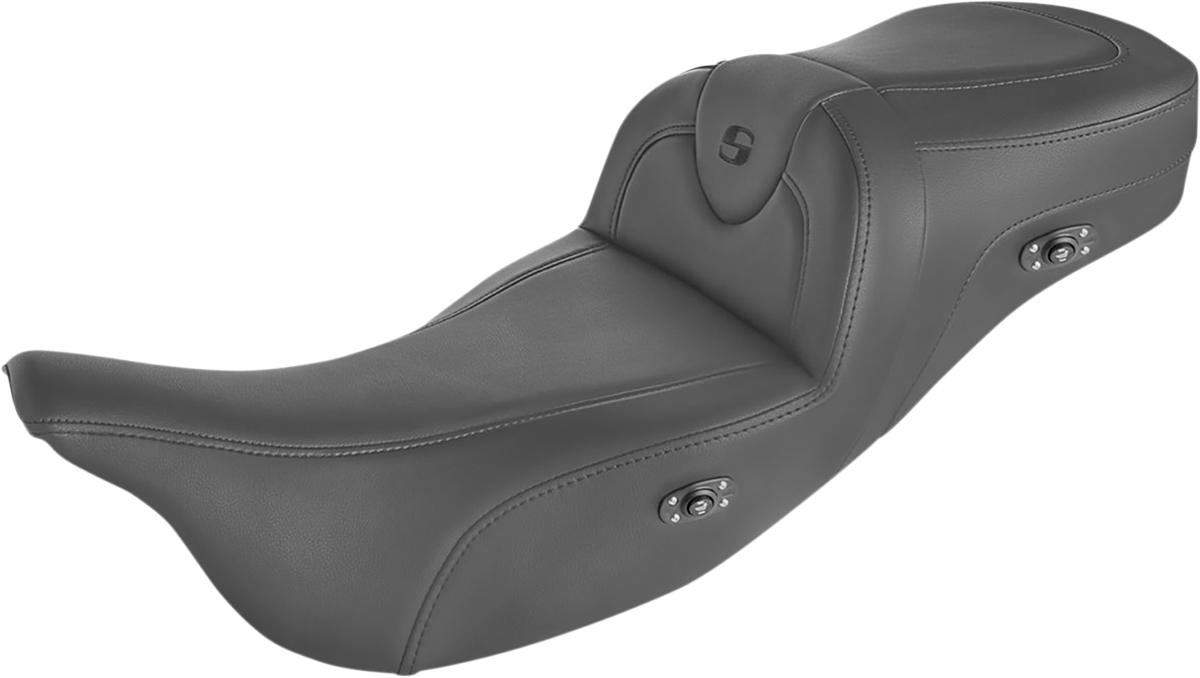 SADDLEMEN Heated RoadSofa Seat - Without Backrest - Black w/Black Stitching '09-'23 - Trikes 808-07B-187THCT - PartsOutlet.com.au