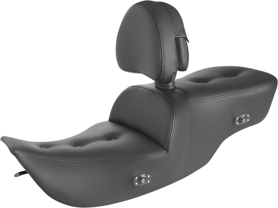 SADDLEMEN Pillow Top Roadsofa Seat - Heated - Black - with Backrest - FL 1997-2007 - 897-06-181BRHC - PartsOutlet.com.au