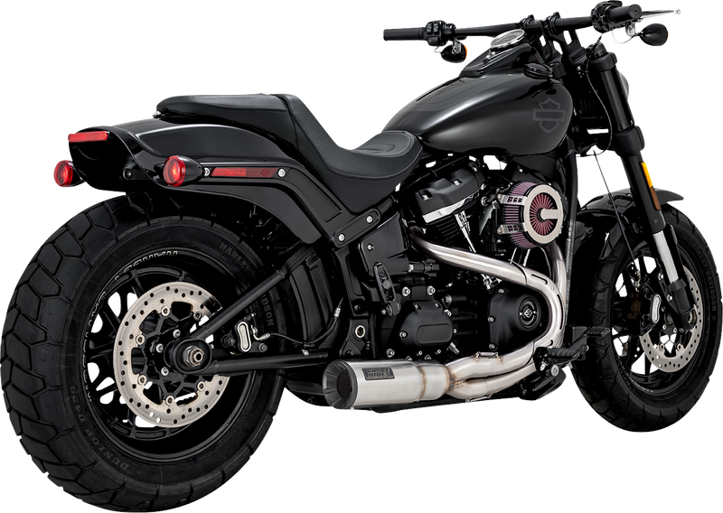 VANCE & HINES 2-into-1 Hi-Output Short Exhaust System - Stainless Steel - Brushed - '18-'23 Softail - 27331 - PartsOutlet.com.au