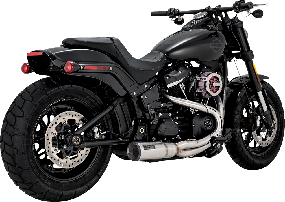 VANCE & HINES 2-into-1 Hi-Output Short Exhaust System - Stainless Steel - Brushed - '18-'23 Softail - 27331