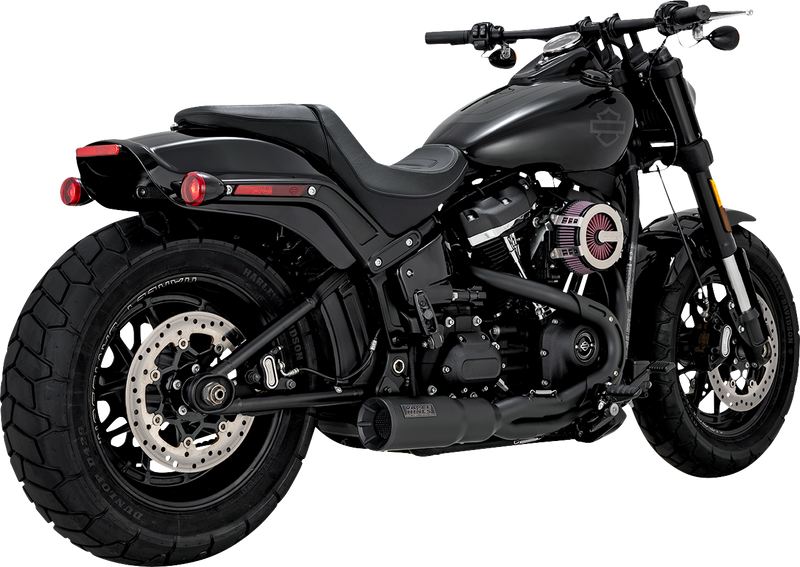 VANCE & HINES 2-into-1 Hi-Output Short Exhaust System - Stainless Steel - Black - '18-'23 Softail - 47331 - PartsOutlet.com.au