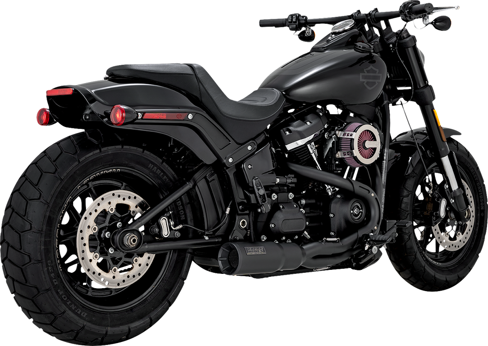 VANCE & HINES 2-into-1 Hi-Output Short Exhaust System - Stainless Steel - Black - '18-'23 Softail - 47331