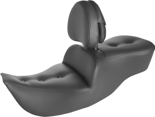 SADDLEMEN Pillow-Top Roadsofa Seat - with Backrest - Black - FLH '97-'07 - 897-06-181BR - PartsOutlet.com.au