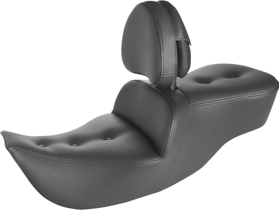 SADDLEMEN Pillow-Top Roadsofa Seat - with Backrest - Black - FLH '97-'07 - 897-06-181BR - PartsOutlet.com.au