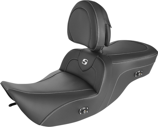 SADDLEMEN Heated Roadsofa Seat - Carbon Fiber - '97-'07 - W/Backrest 897-06-185BRHC - PartsOutlet.com.au