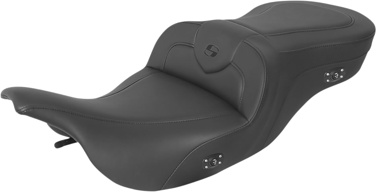 SADDLEMEN Heated RoadSofa Seat - Without Backrest - '97-'07 - Black W/Black Stitching 897-07-187HCT - PartsOutlet.com.au