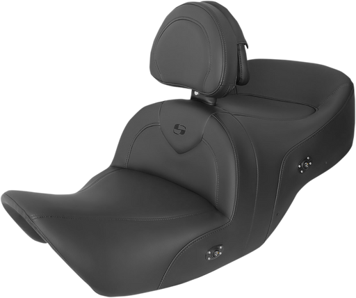 SADDLEMEN Seat - RoadSofa - with Backrest - Black w/ Black Stitching - Heated - Honda GL1800 '01-'10 - H01-07-187BRHCT - PartsOutlet.com.au