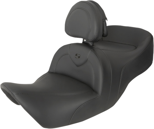 SADDLEMEN RoadSofa Seat - with Backrest - Black w/ Black Stitching - Honda GL1800 '01-'10 - H01-07-187BR - PartsOutlet.com.au