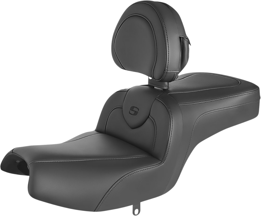 SADDLEMEN RoadSofa Seat - with Backrest - Black w/ Black Stitching - Indian '20-'23 - I20-06-187BR - PartsOutlet.com.au