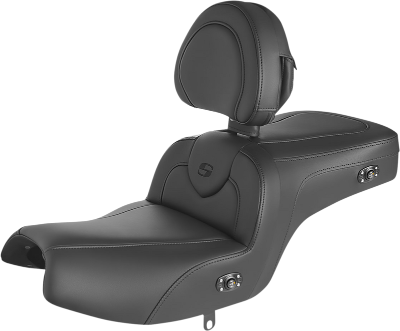 SADDLEMEN Seat - RoadSofa - with Backrest - Black w/ Black Stitching - Heated - Indian '20-'23 - I20-06-187BRHCT - PartsOutlet.com.au