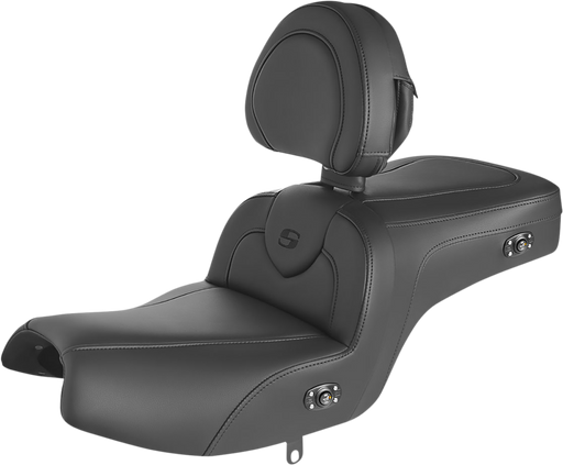 SADDLEMEN Seat - RoadSofa - with Backrest - Black w/ Black Stitching - Heated - Indian '20-'23 - I20-06-187BRHCT - PartsOutlet.com.au