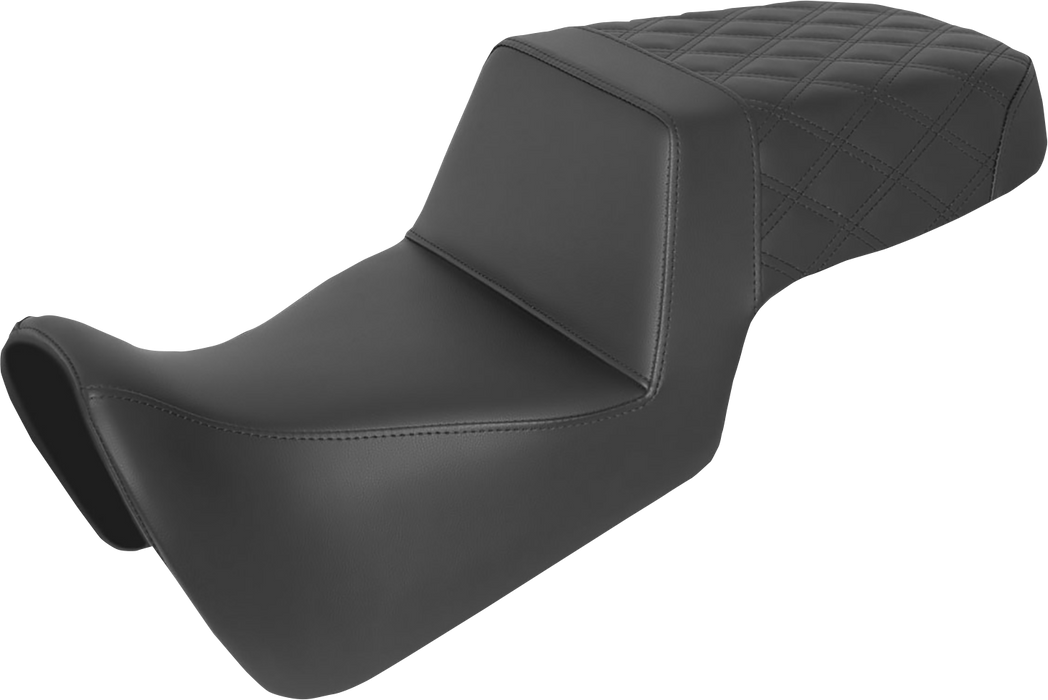 SADDLEMEN Step Up Seat - Front Smooth/Rear Lattice Stitch 2021-2024 - Black 821-34-173 - PartsOutlet.com.au