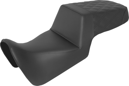 SADDLEMEN Step Up Seat - Front Smooth/Rear Lattice Stitch 2021-2024 - Black 821-34-173 - PartsOutlet.com.au