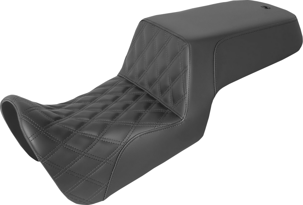 SADDLEMEN Step Up Seat - Front Lattice Stitch/Rear Smooth 2021-2024 - Black 821-34-172 - PartsOutlet.com.au