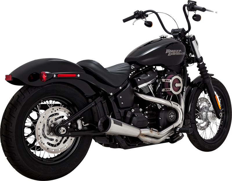 VANCE & HINES 2-into-1 Upsweep Exhaust System - Brushed - Stainless Steel - '18-'23 Softail - 27323 - PartsOutlet.com.au